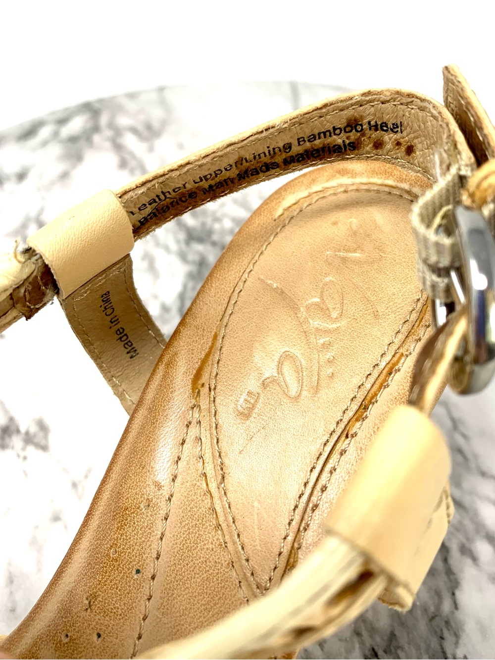 Naya Alpine Laser Cut Tan Leather Slingback Sandal Pumps 8.5 Classic Boho Summer - Picture 10 of 16